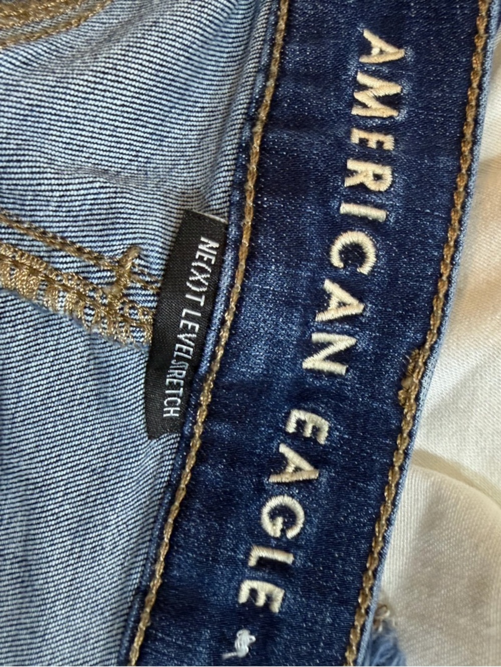 American Eagle Outfitters Dark Blue Denim Mini Skirt with Frayed Hem - Picture 5 of 5